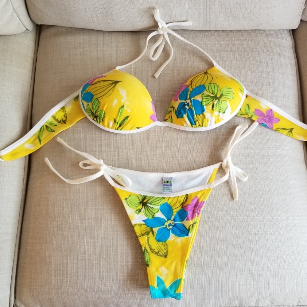 Floral Yellow Liquido Brazilian Bikini